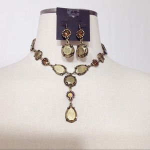 Antiqued Goldtone Metal Necklace and Earring Set